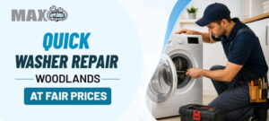 Professional washing machine repair technician providing quick washer repair service in Woodlands at affordable prices