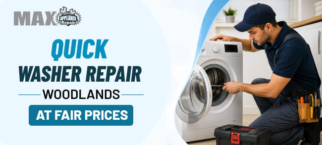 Professional washing machine repair technician providing quick washer repair service in Woodlands at affordable prices