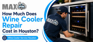 A MAX Appliance Repair technician repairing a wine cooler in Houston